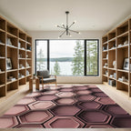 Blush Pink Hexagon Layered Geometric Rug