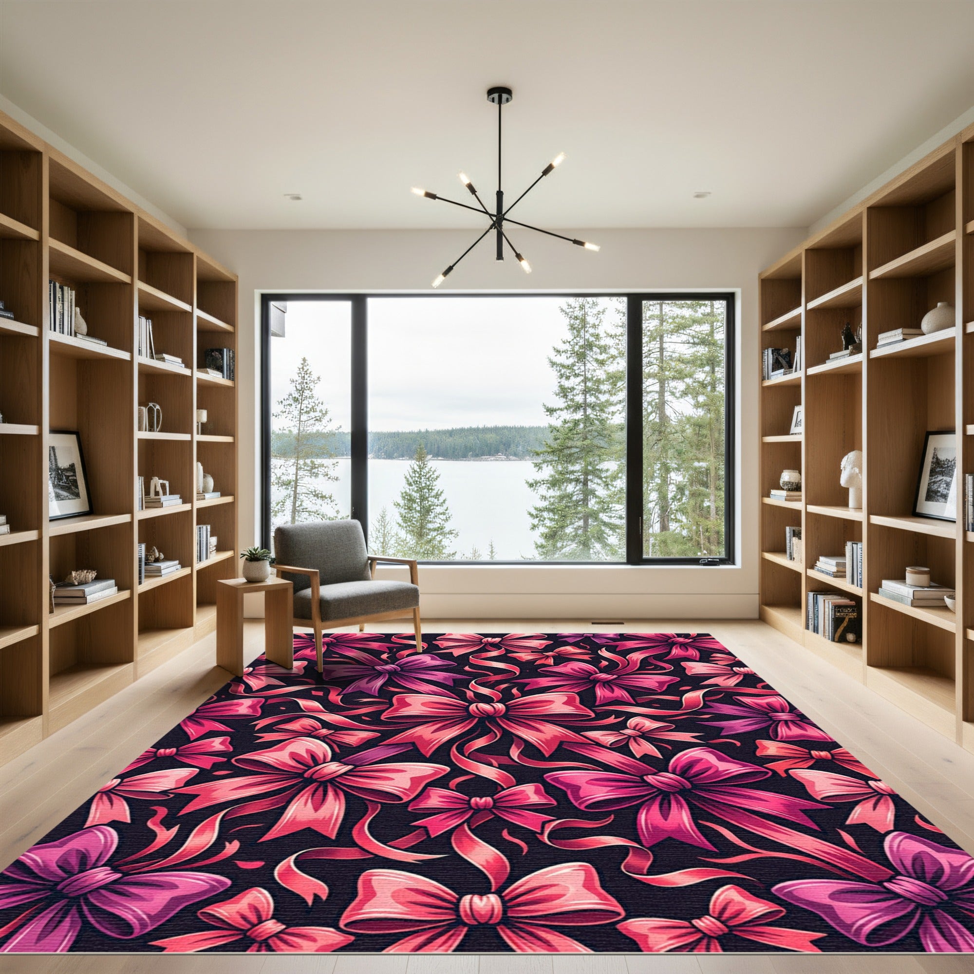 Pink Ribbon Bow Cascade Rug