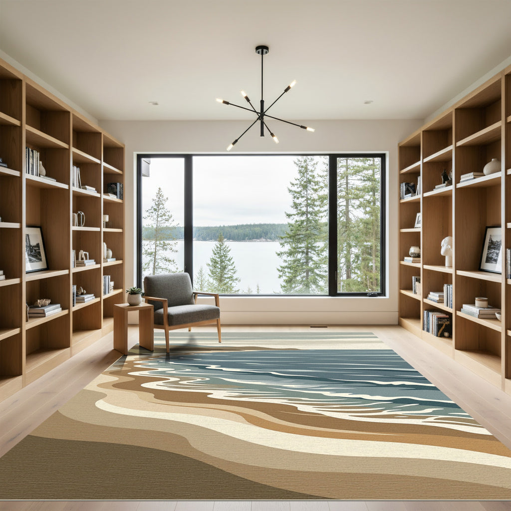 Coastal Beach Waves Scenic Rug