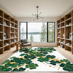 Emerald Shamrock Clover with Golden Sparkles Rug