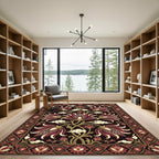 Burgundy Floral Scrollwork Medallion Rug