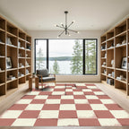 Terracotta White Checkered Board Rug