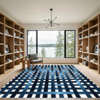 Deep Blue Woven Stripe Rug