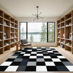 Monochromatic Checkered 3D Illusion Rug