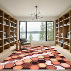 Warm Terracotta Hexagon Grid Rug
