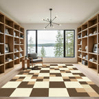 Earthy Neutral Block Mosaic Rug