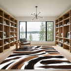 Modern Earthy Brown Abstract Brushstroke Rug