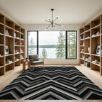 Monochromatic Geometric Zigzag Chevron Rug