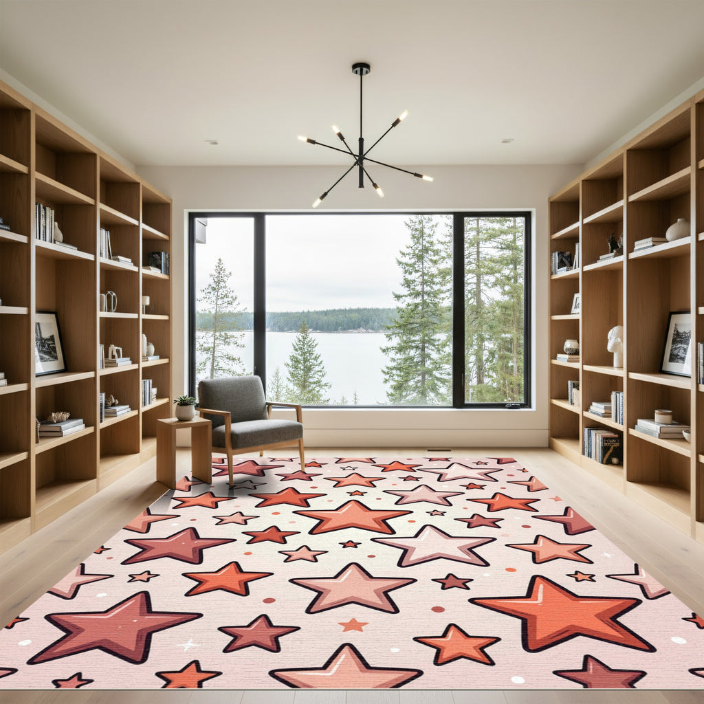 Pink Star Cluster Motley Rug