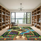 Formal Garden Pink Red Iris Tulip Rug