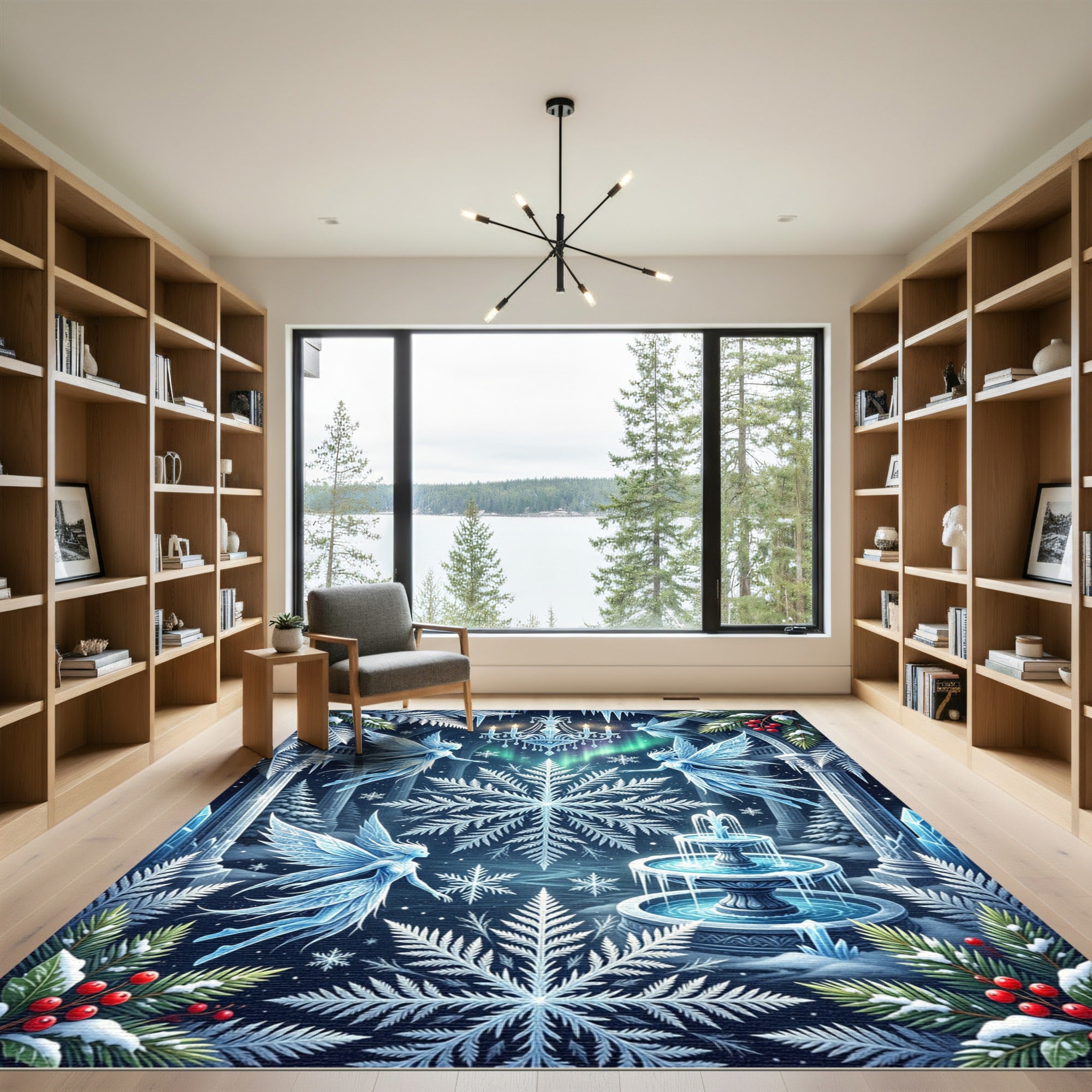 Winter Fairy Chandelier Snowflake Ice Palace Rug