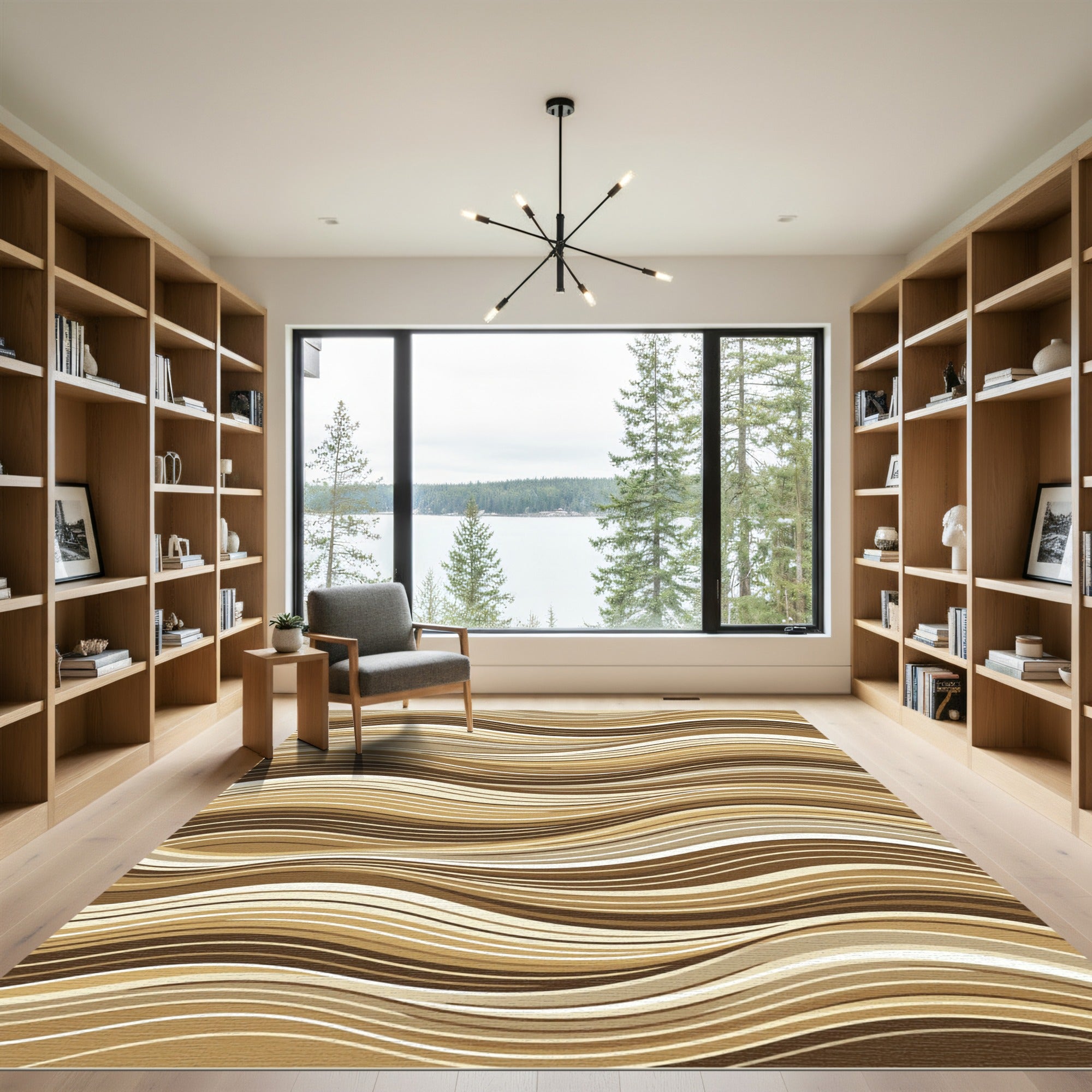 Melange Of Natural Hues Fluid Waves Rug