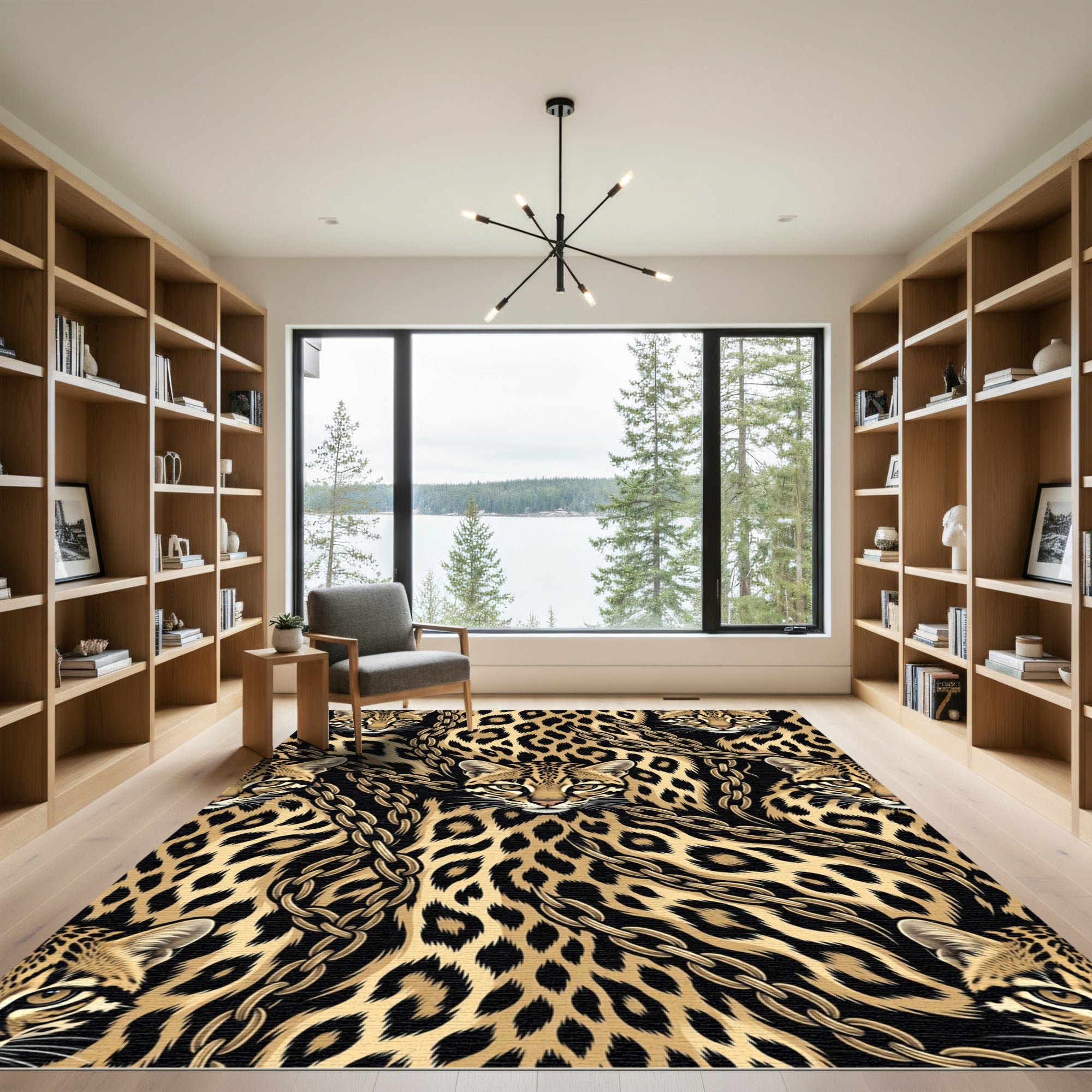 Gold Ocelot Chain Print Rug