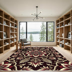 Crimson Floral Medallion with Cream Accents Rug