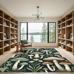 Botanical Sage Mushroom Forest Ivy Floor Art Rug