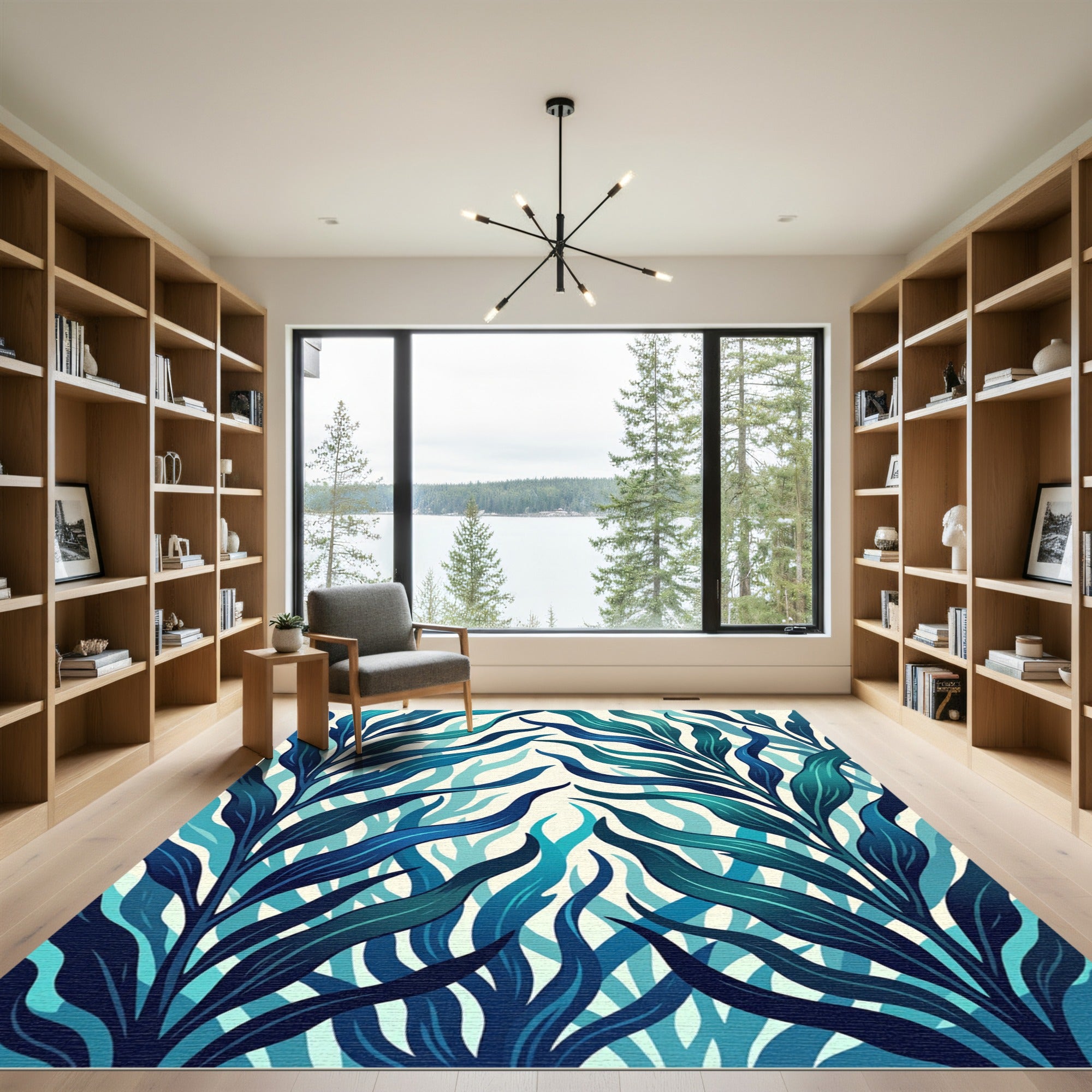 Lush Emerald Tropical Kelp Wave Rug