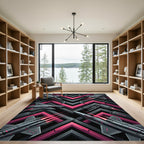Cyber Jet Fighter Geometric Neon Composition Rug