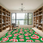 Red White Swirls Festive Background Rug
