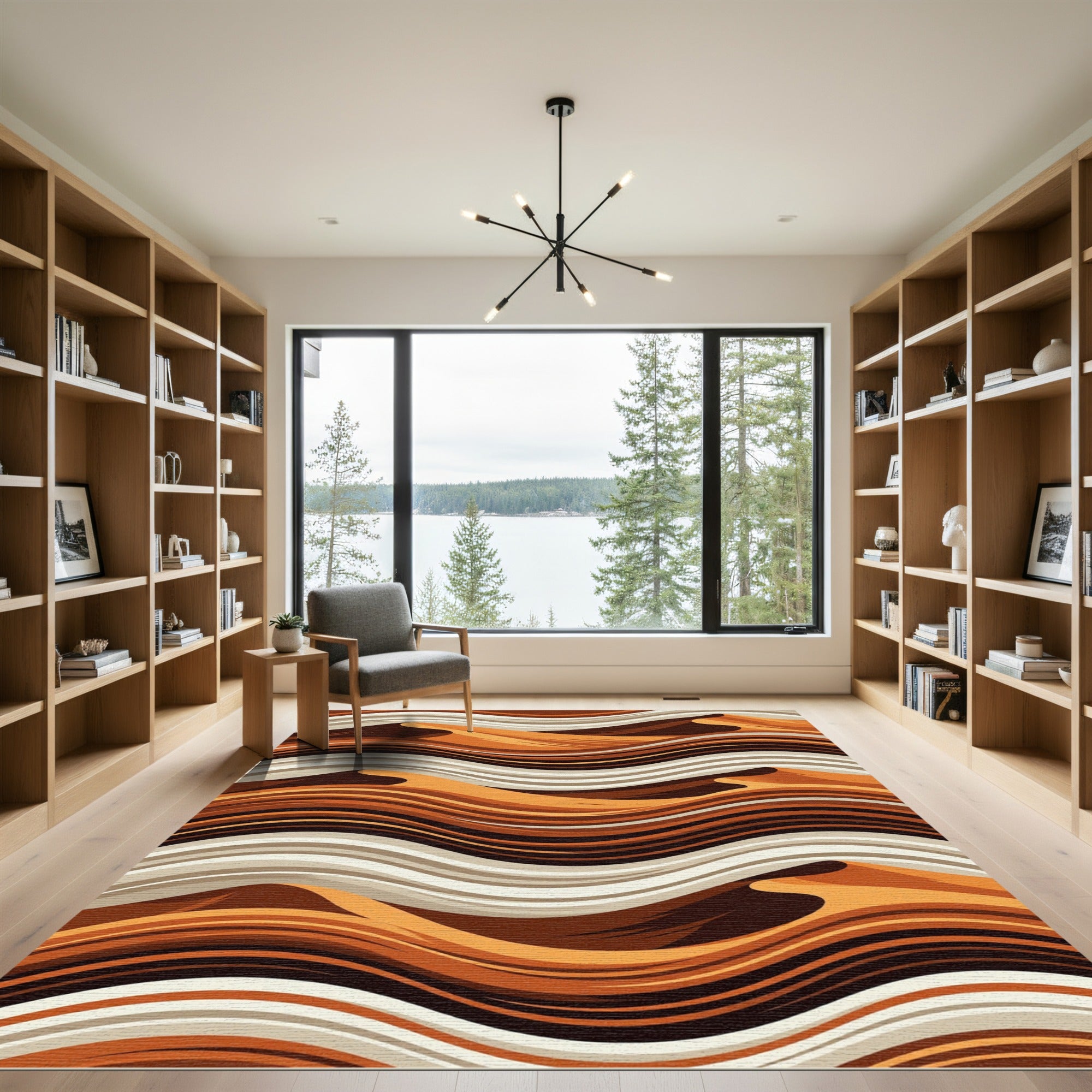 Abstract Earth Tone Sand Dune Waves Rug