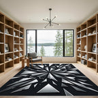 Shattered Silver Geometric Abstract Shards Rug