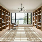 Classic Beige Tartan Plaid Check Rug