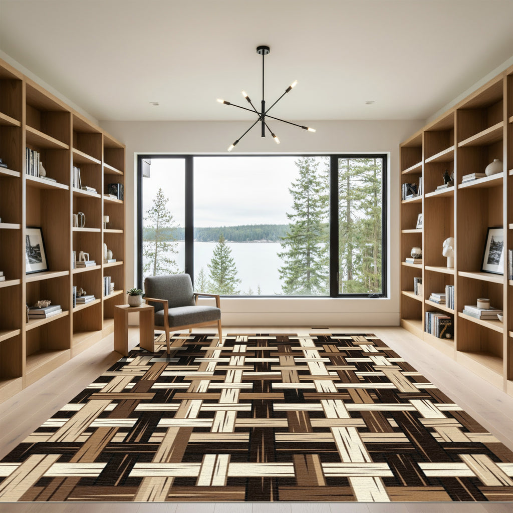 Earthy Tone Woven Grid Rug