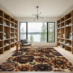 Earthy Brown Floral Botanical Garden Rug