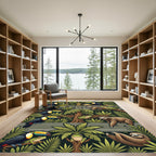 Lush Green Tropical Jungle Animal Rug