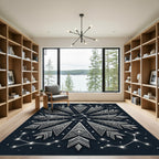 Silver Celestial Geometric Starry Night Rug