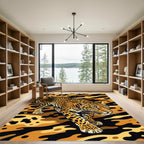 Bold Orange Leopard Animal Print Rug