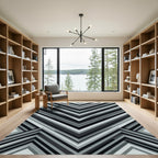 Monochrome Chevron Shadow Stripe Rug