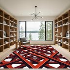 Bold Geometric Crimson Intersecting Lines Rug