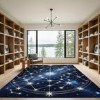 Celestial Silver Geometric Starry Night Rug
