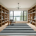 Modern Gray White Stripe Abstract Rug