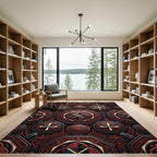Gothic Crimson Octagon Geometric Medallion Rug