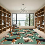 Cute Beagle and Ragdoll Cat Sage Rug