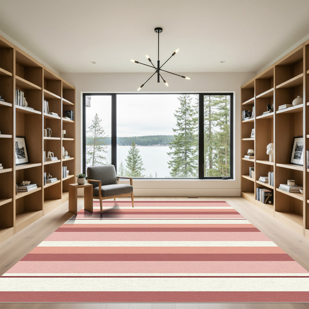 Terracotta Blush Striped Layers Rug