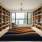 Modern Abstract Amber Black Wave Rug