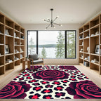 Dark Crimson Rose Leopard Spot Accent Rug