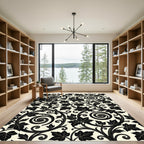 Dark Ivy Scrolls Arabesque Cream Rug