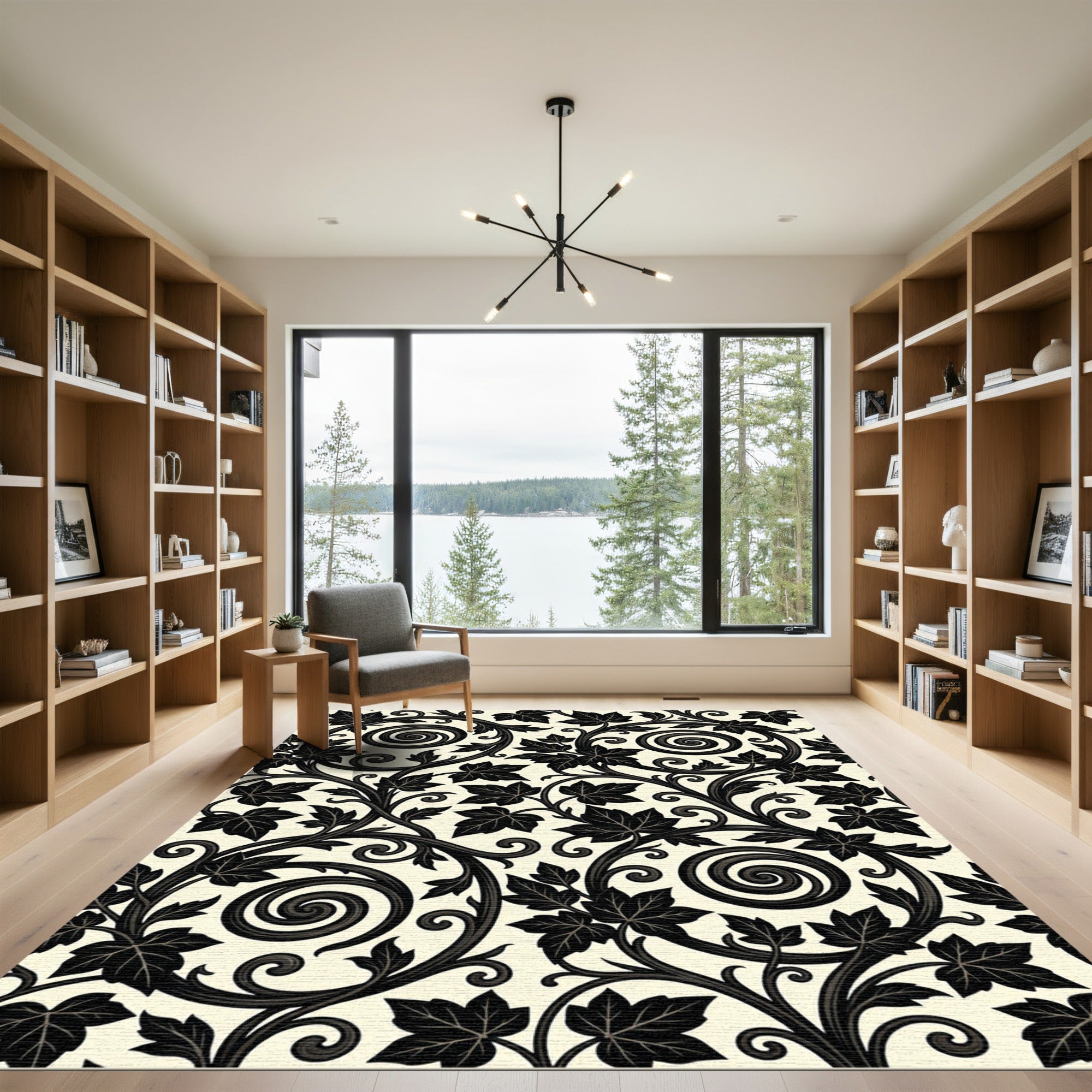 Dark Ivy Scrolls Arabesque Cream Rug