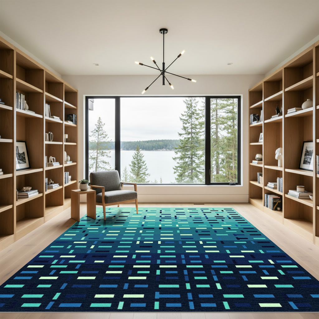 Gradient Blue Abstract Dash Rug