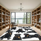 Cheerful Black Labrador Retriever Repeating Illustration Rug