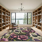 Vintage Dusty Rose Meadow Thistle Illustration Rug