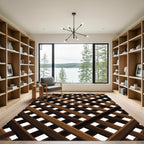 Brown Diagonal Lattice Geometric Grid Rug