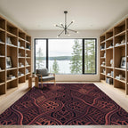Intricate Copper Interlocking Woven Scroll Rug