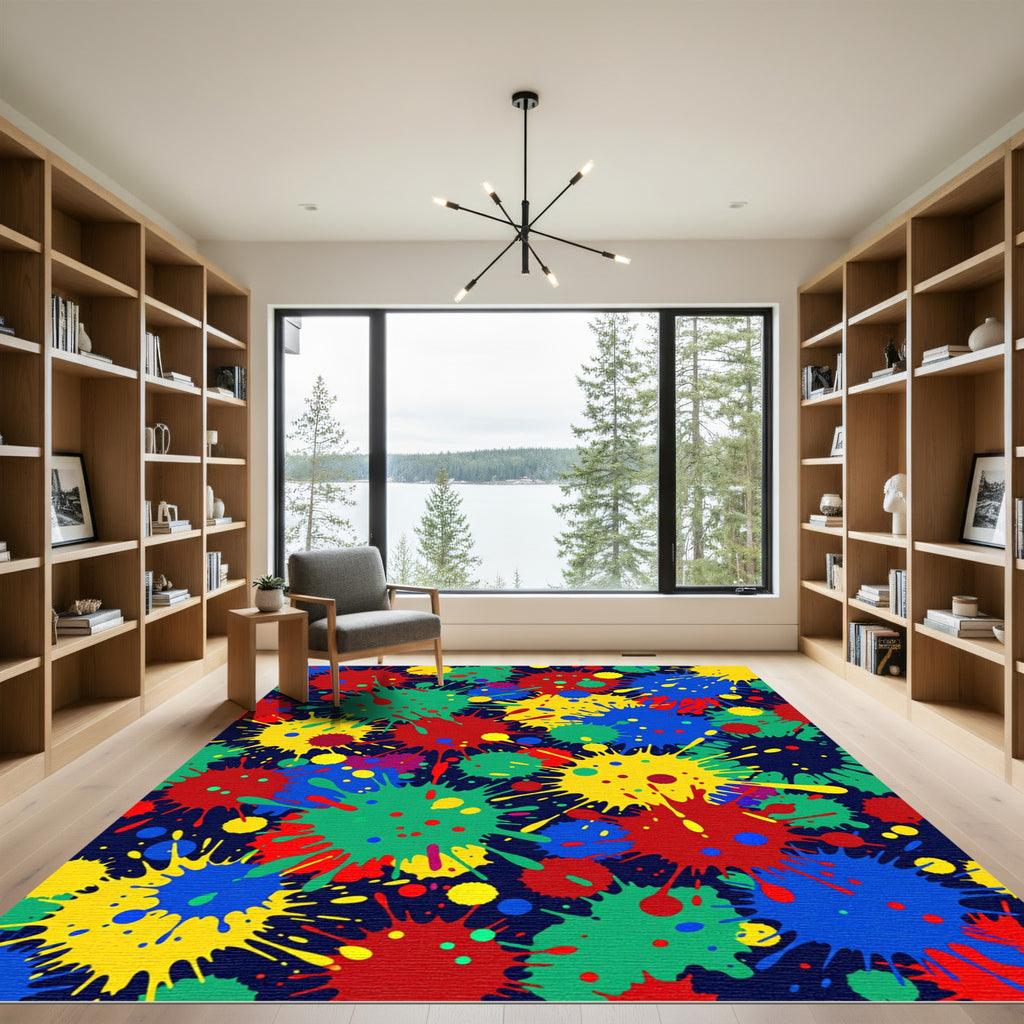 Vibrant Multicolored Pop Art Splatter Rug