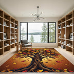 Golden Oak Autumn Leaf Tree Art Rug