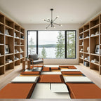 Terracotta White Geometric Block Rug