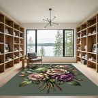 Vintage Roses Cabbage Botanical Arrangement Rug